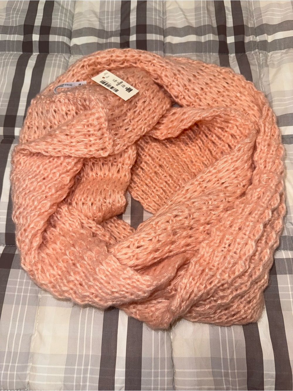 Soft Peach Knit Infinity Scarf - Women Accessories